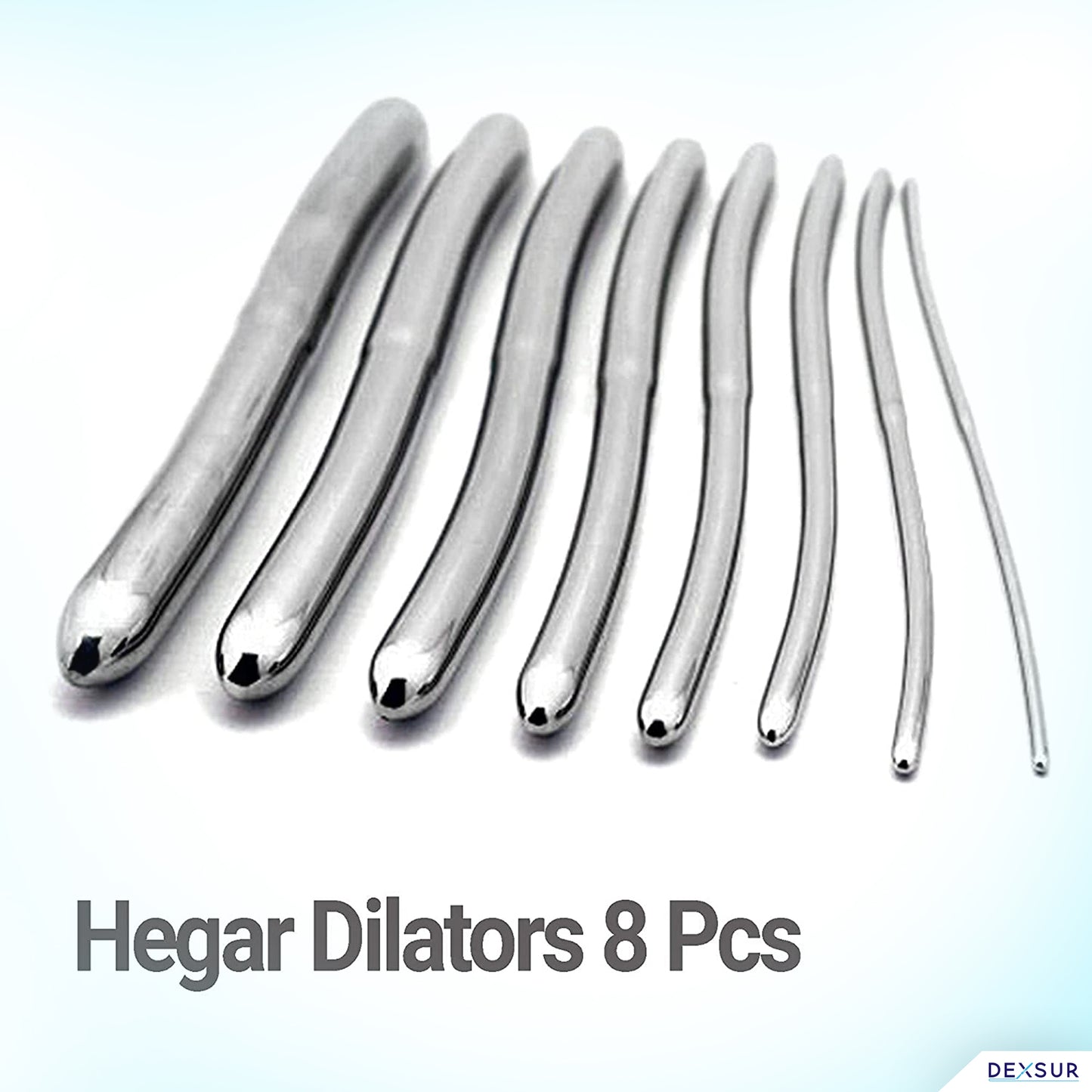 Hegar Medical Dilator Sounds Set, Stainless Steel Instrument, 7.5" - 8 Pcs - Double Ended