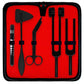 Diagnostics Kit - Percussion Taylor Reflex Hammer + C128 & C512 Tuning Forks + Bandage Scissors + Pupil Gauge Pen Light in Carrying Case - 6 Pieces Set - Full Black