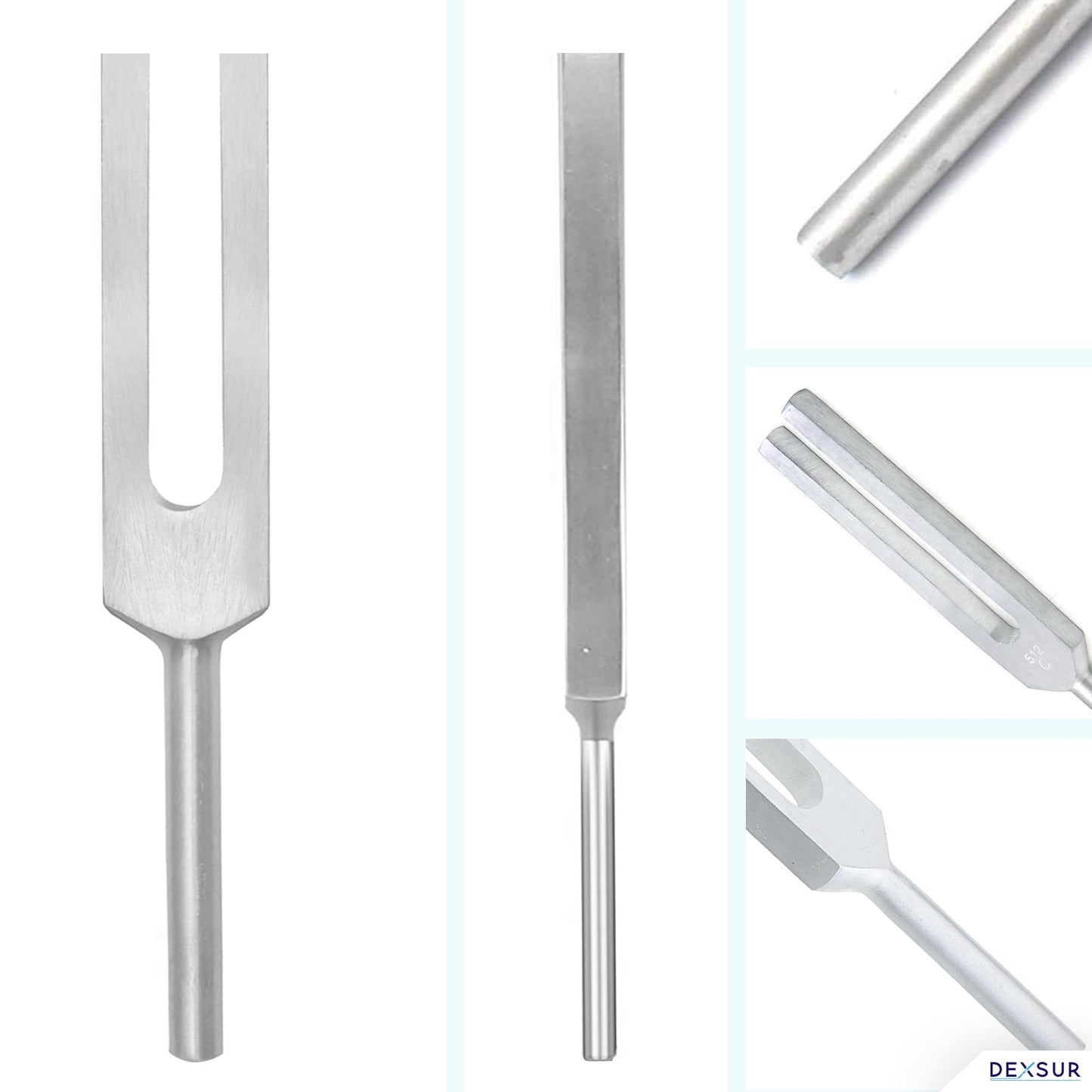 Medical Grade Aluminum Alloy Sensory Tuning Fork with Fixed Weights, Non Magnetic, One Each of C128, C256, C512 Tuning Forks, 3 Pcs