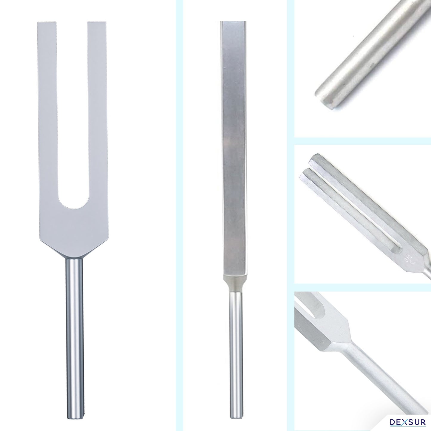 Medical Grade Aluminum Alloy Sensory Tuning Fork Activator For Healing, Therapy Non Magnetic, One Each of C128, C256, C512, C1024, C2048 Tuning Forks, 5 Pcs