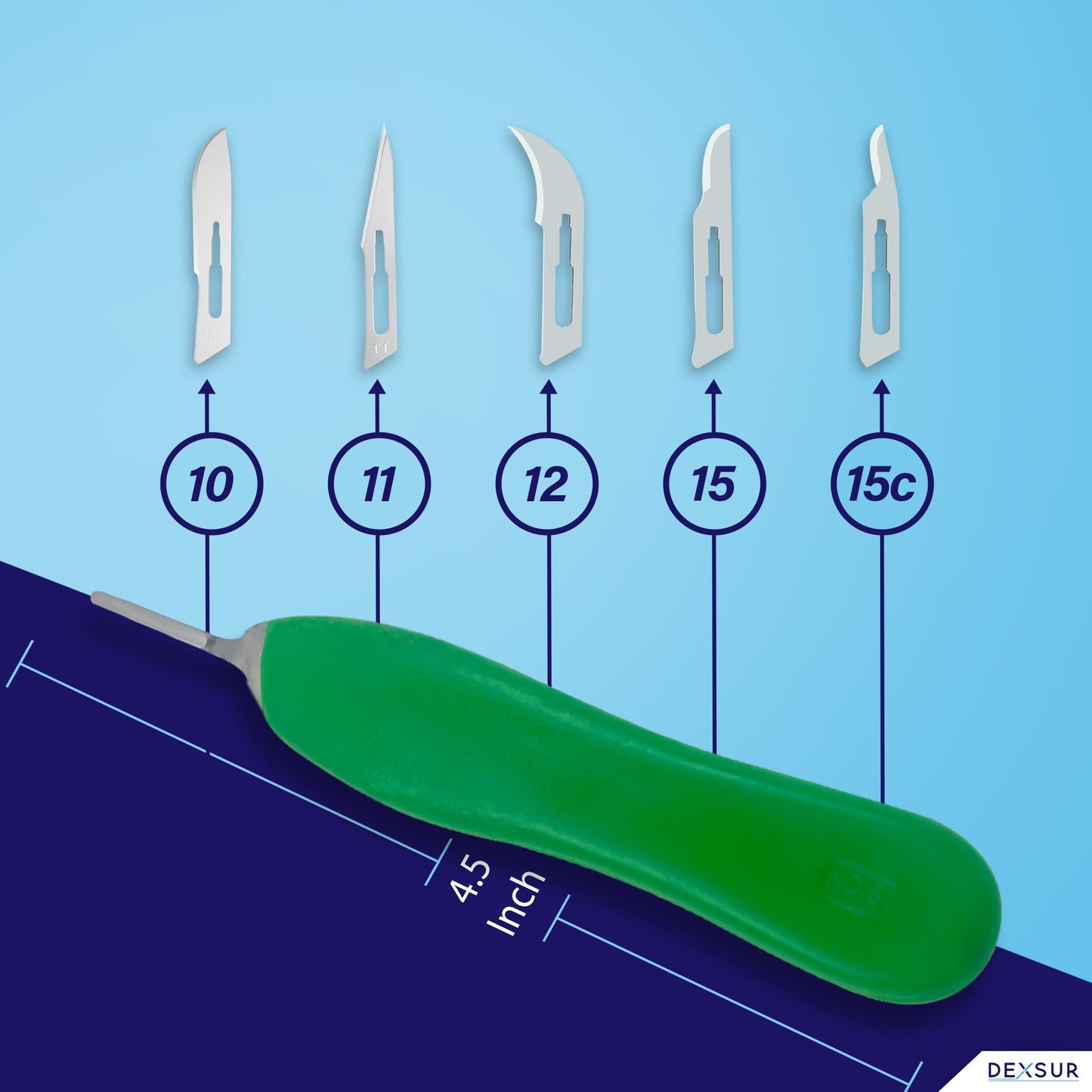 Scalpel Handle # 5, Premium Quality, Rust Proof Hard Plastic Scalpel Knife Handle, Lightweight and Durable, Fits Surgical Blades No. 10, 11, 12, 13, 14 and 15