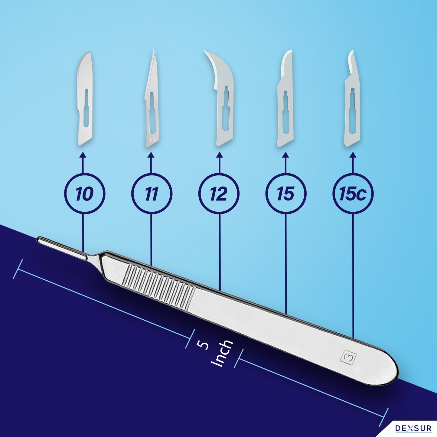 Scalpel Handle # 3, Premium Quality, Rust Proof Stainless Steel Scalpel Knife Handle, Lightweight and Durable, Fits Surgical Blades No. 10, 11, 12, 13, 14 and 15